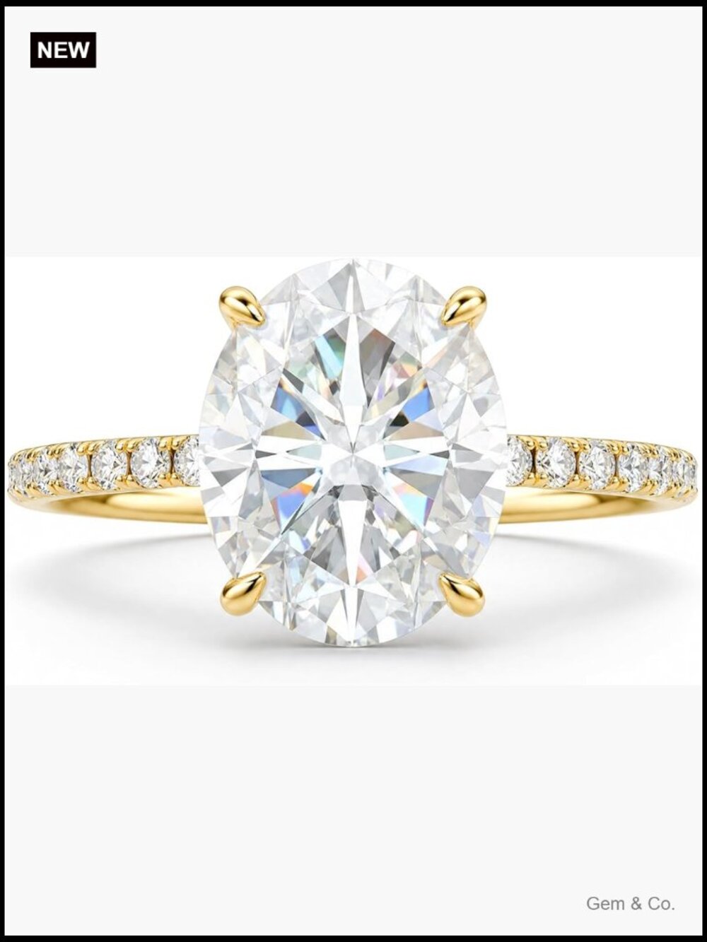 5 Carat Moissanite Solitaire Ring Sterling Silver 18K Gold Plating VVS1